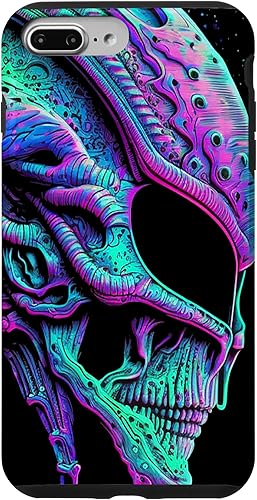 Miniatura 19 de iPhone 13 Pro Trippy Vaporwave Alien Head Skull Dripping Paint UFO Art Case