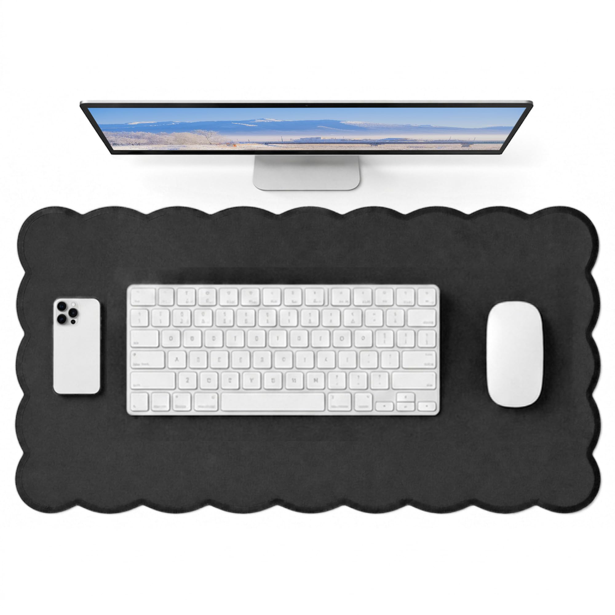 FRYXT Desk Pad Mouse Pad,23.6"x11.8"Non-Slip Rubber Base Blotter,Black | Woven Cloth Surface for Precise Mouse Movement.Extended Size for Keyboard&Laptop,Ideal Mat for Office,Home Study and Gaming