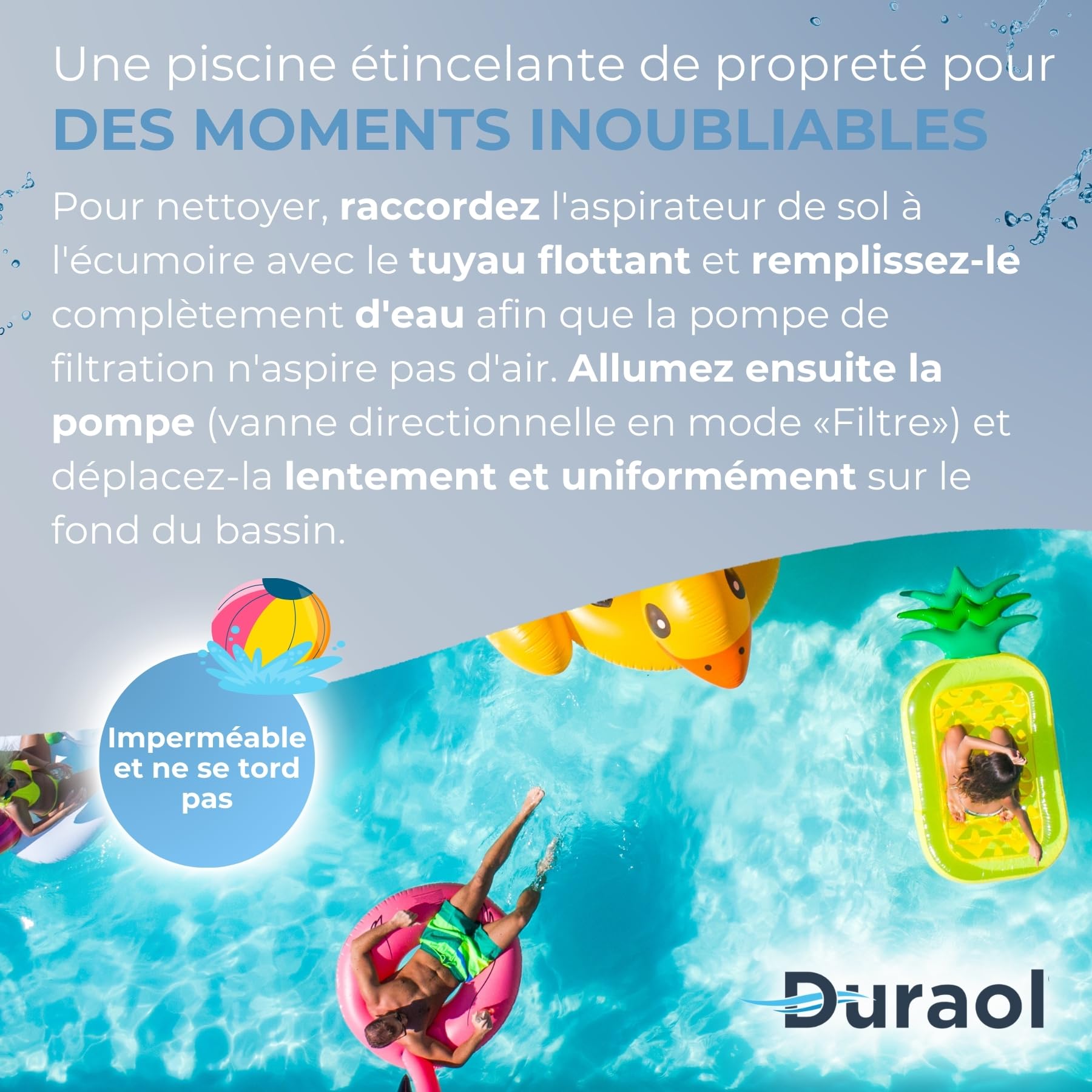 Tuyau de piscine 38 mm I Longueur 6 m I Tuyau flottant pour aspirateur sol & pour pompe de piscine I Conduite de piscine 38 mm noir I Accessoire haut de gamme