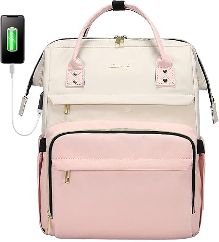LOVEVOOK - Mochila para ordenador portátil para mujer, de moda, de negocios, de viaje, para libros, para profesor, enfermera, con puerto USB, para