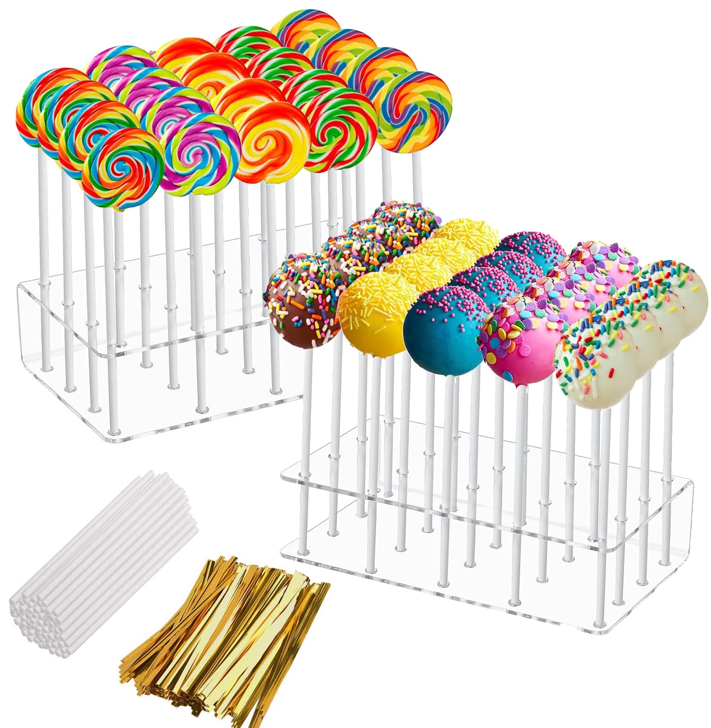 Set Supporto Cake Pop Con 200 Steli - 20 Fori Per Feste E Decorazioni - Foto 5