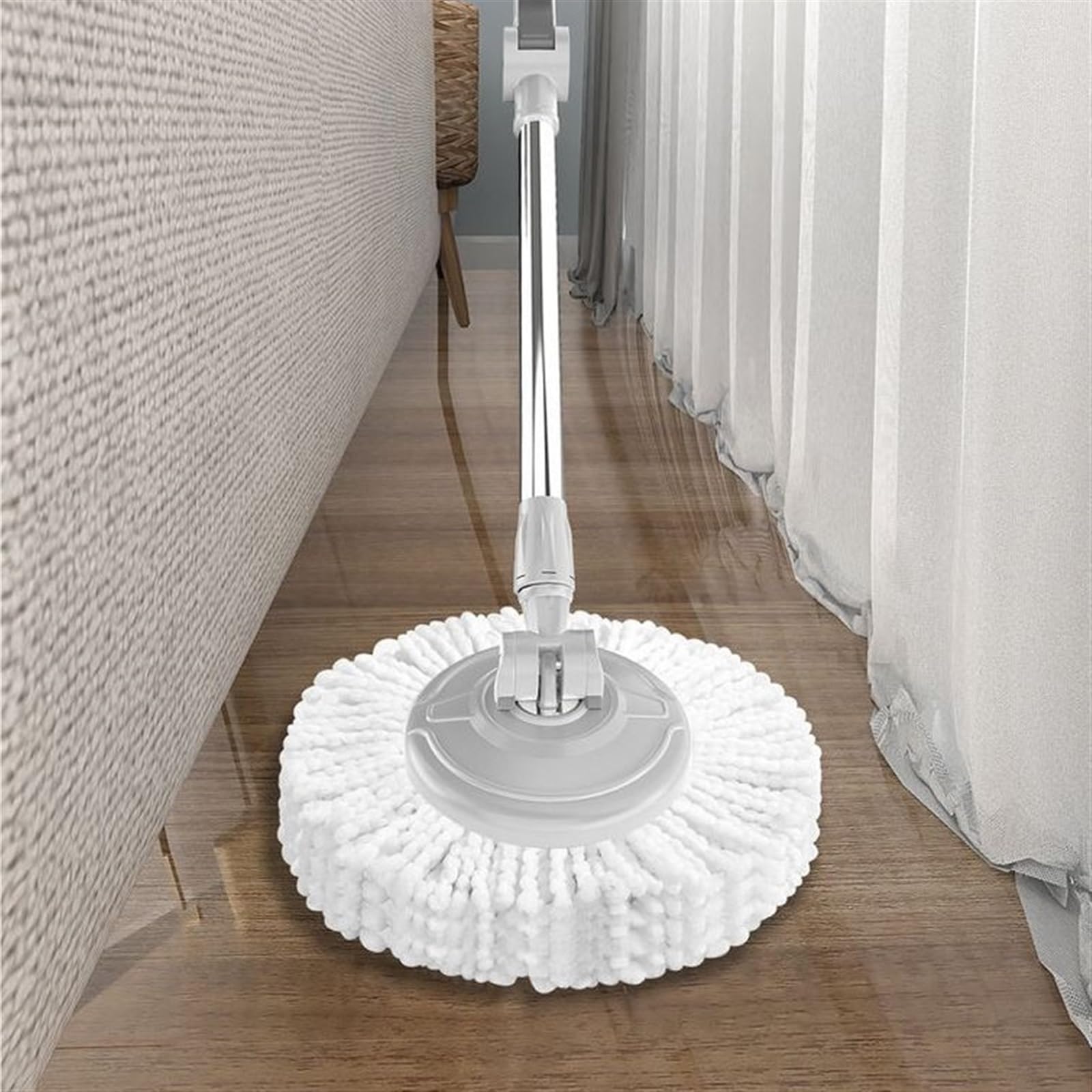 Mop Podłogowy Domowy Mop Bez Mycia Rąk Z Wiadrem Do Mycia Podłóg, Mop Do Mycia Podłóg Na Sucho I Mokro, Podwójnego Zastosowania, Pochłaniający Wodę, Duży, Pogrubiony Zestaw Mopów(Grijs)