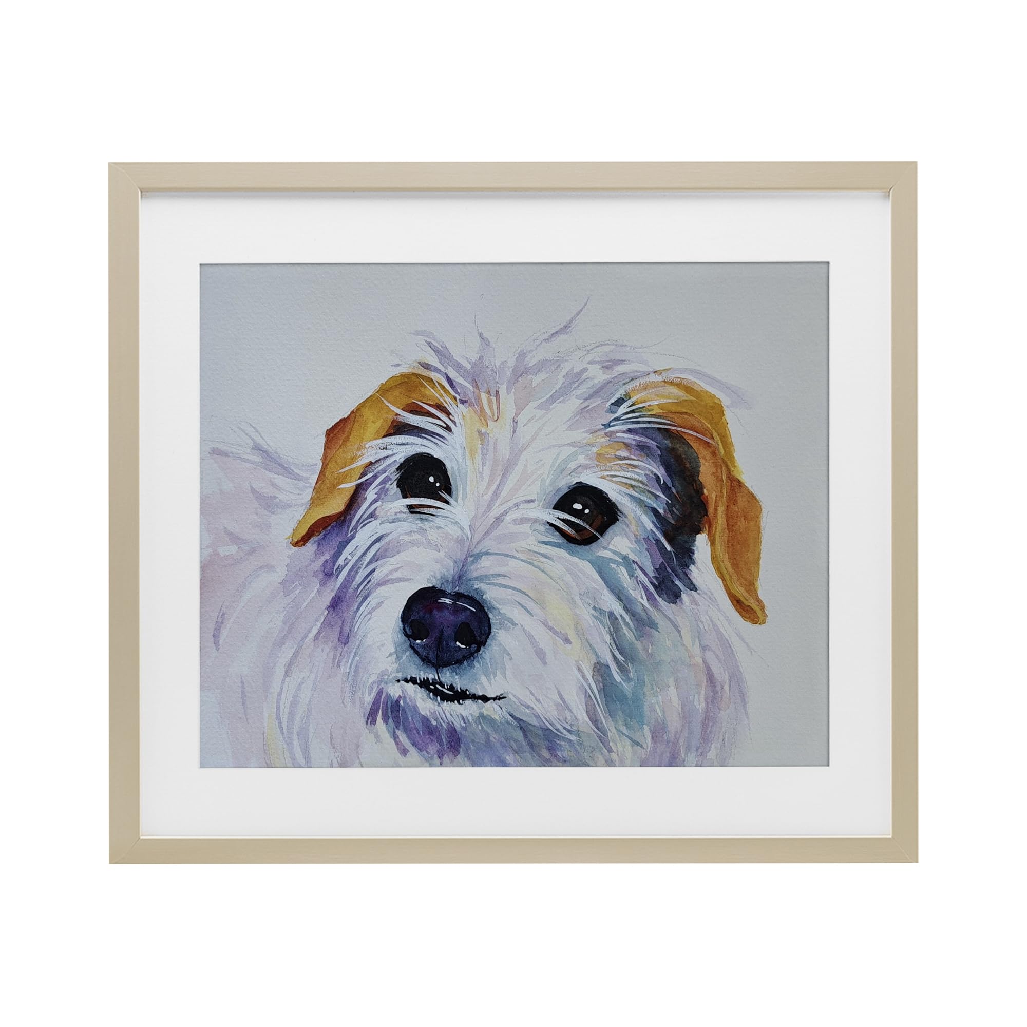 Stupell Industries White Terrier Dog Portrait Birch Framed Print Under Glass, design by Tatiana Roberts, 17 x 21