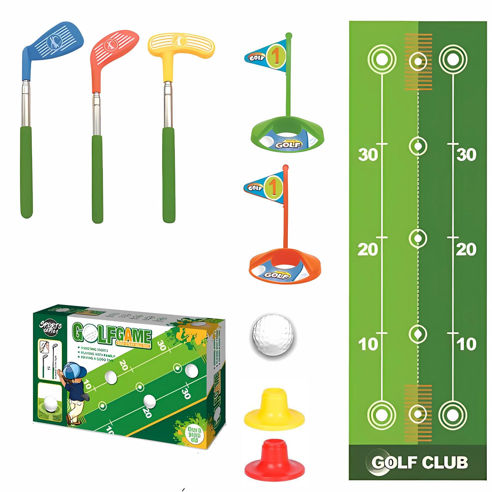 13 Piezas Mini Golfista Set, con 3 Palos de Golf RetráctilesGolfista,Golf Entrenamiento,Regalo de Juegos Deportivos de Exterior para Niños, Juguetes Deportivos De Golf De Interior Y Exterior