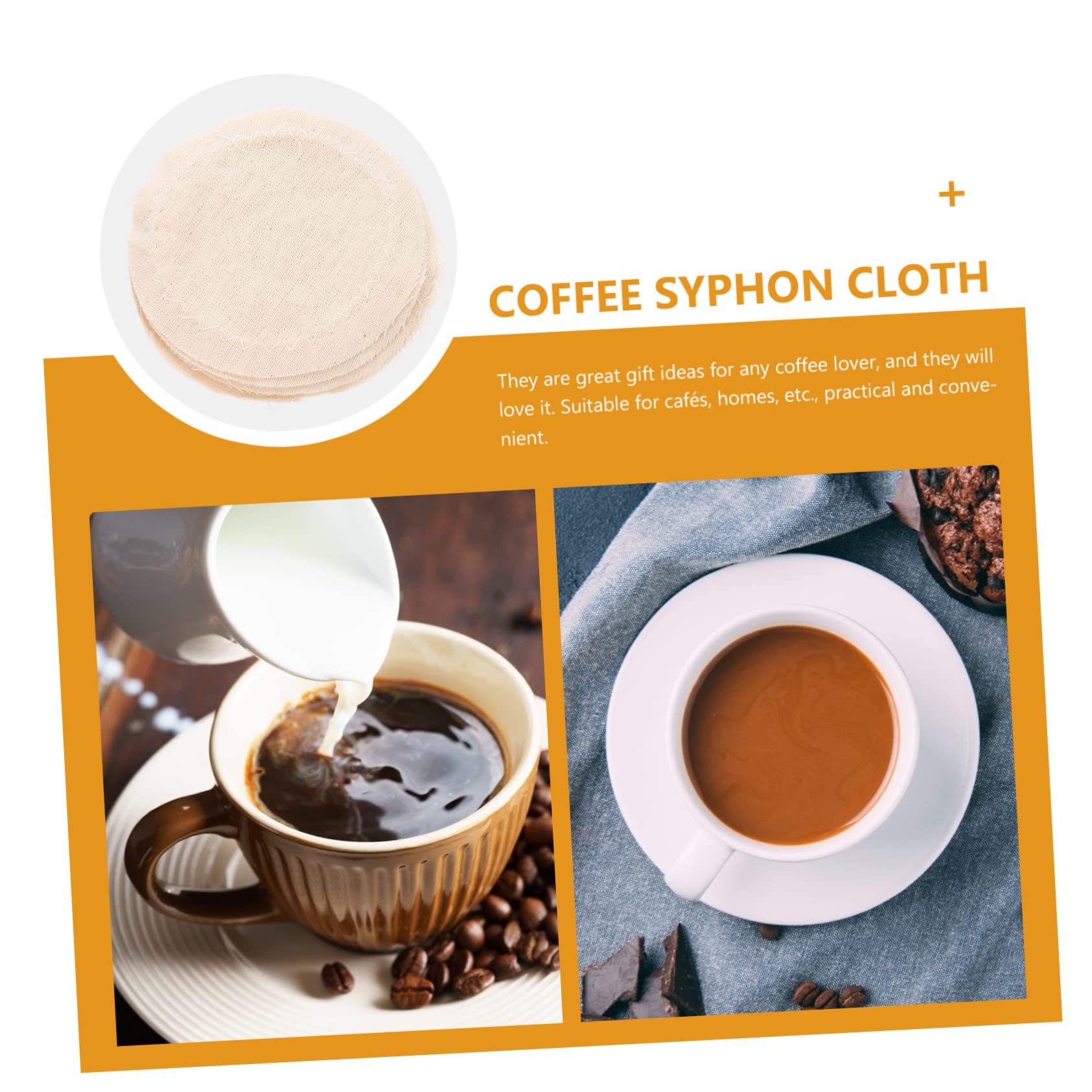 Housoutil 100pcs Cotton Coffee Filter Cloth Replacement for Syphon Pot Durable Easy to Clean for Home and Use Break Resistant Design for Coffee Lovers