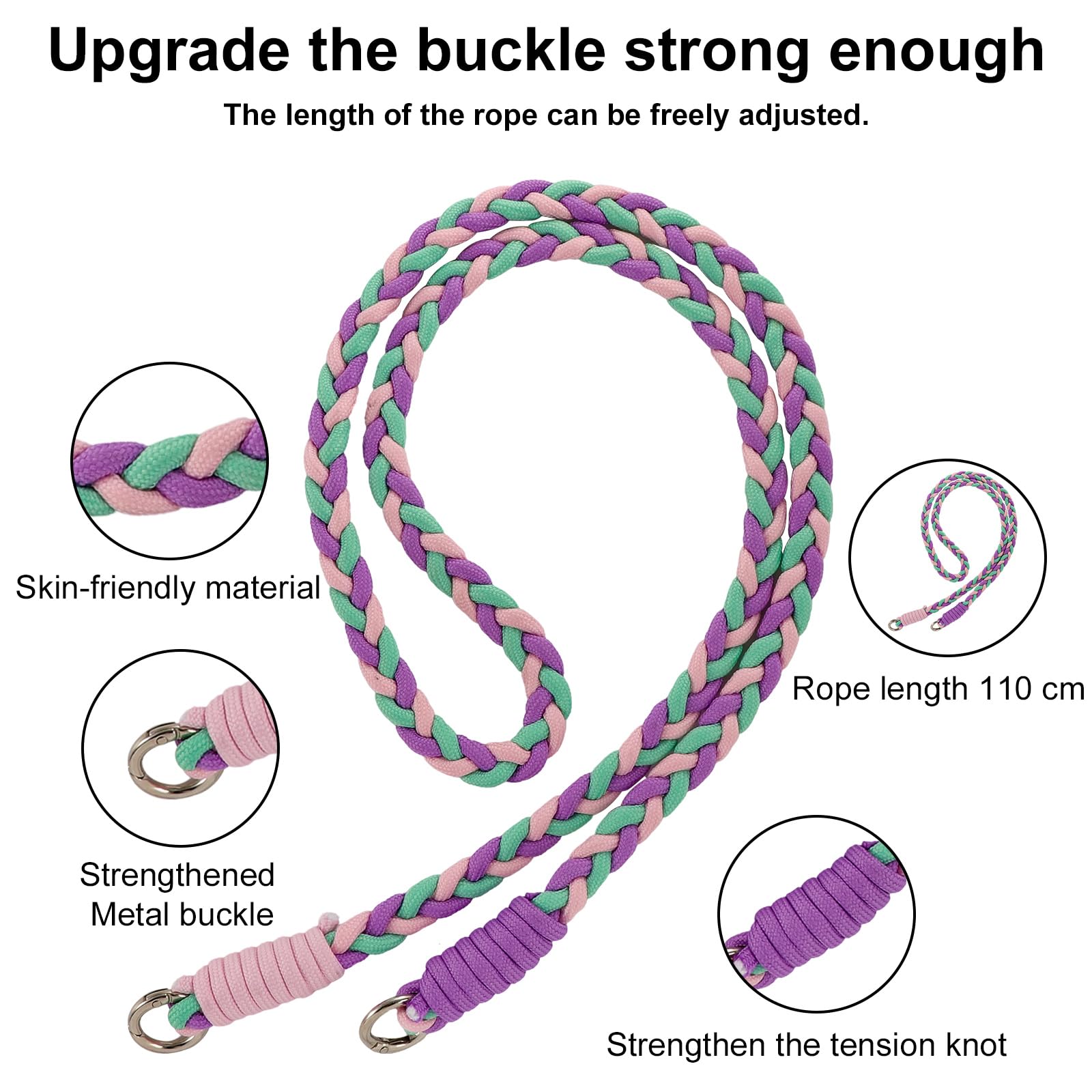 Handykette Universal zum Umhängen Handyband Kordel Kette für aus Nylon, Kompatibel mit jedem Handy und Smartphone,Phone Lanyard + 1 Stück Pad