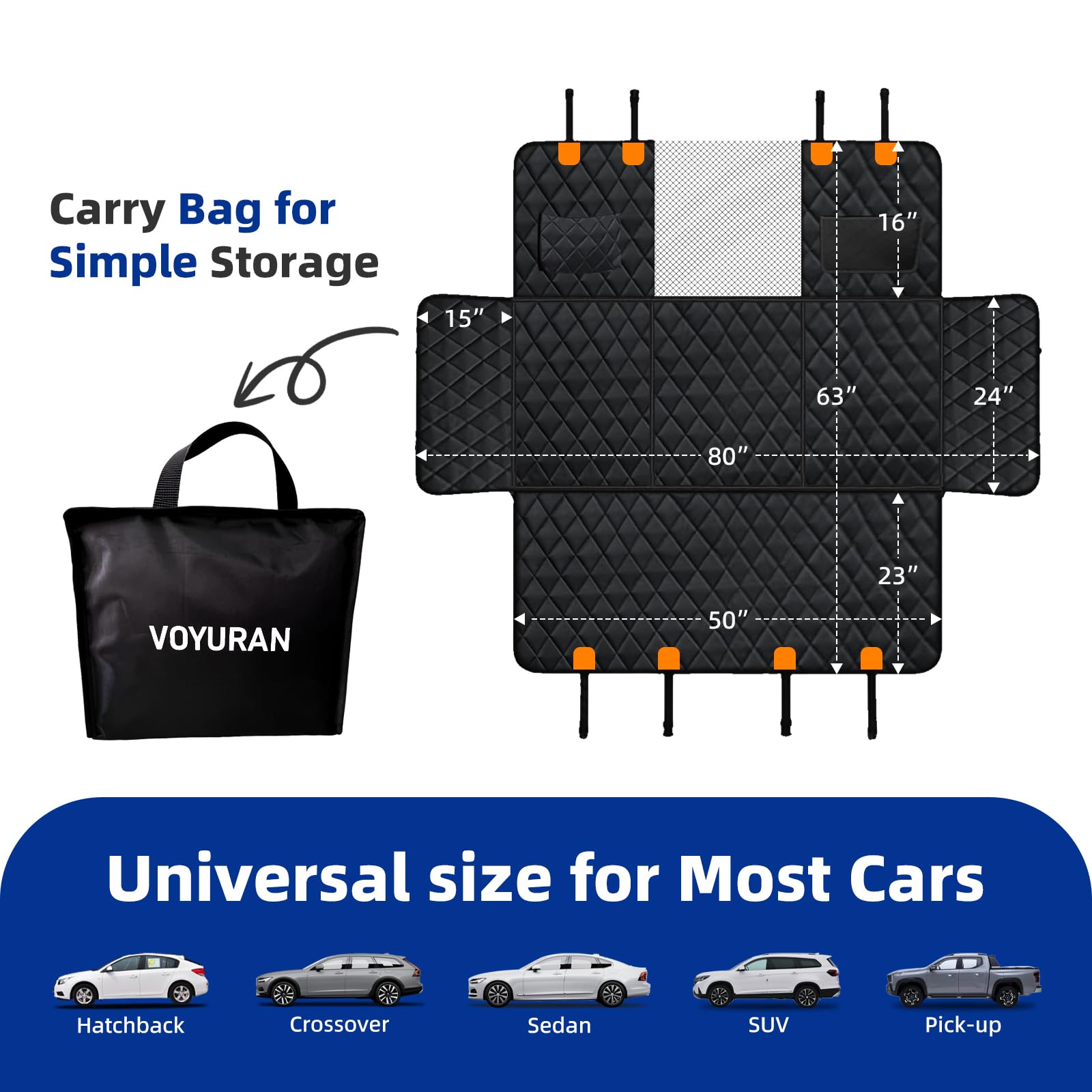 Back Seat Extender for Dogs with Hard Bottom, Dog Car Seat Cover for Back Seat, Waterproof Backseat Dog Extender & Hammock, Fits Most Cars, SUVs &Trucks, Medium&Large Dogs - image 5