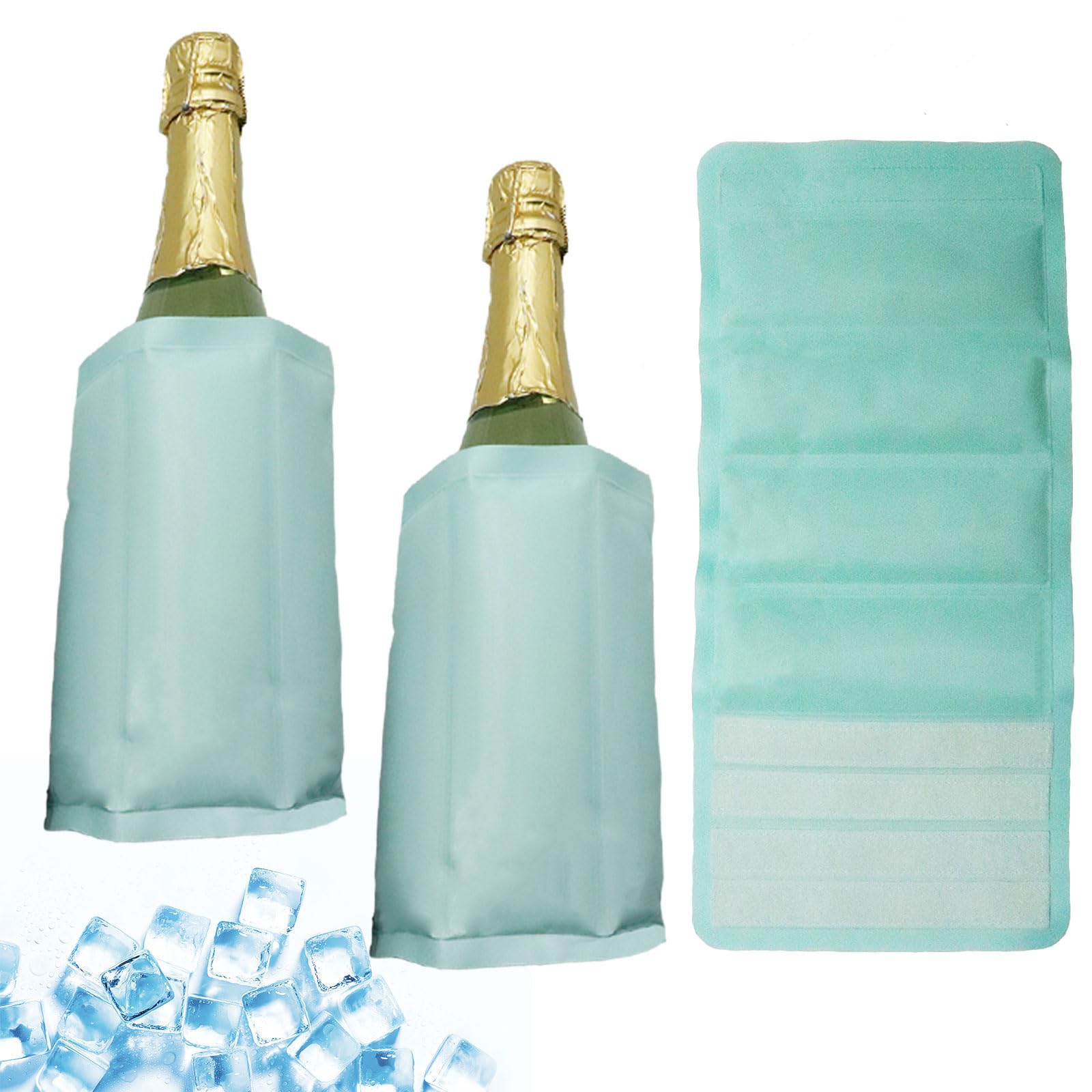 Ice Wine Sleeve, Ice Wine Sleeve, Wine Cooler, Wine Bottle Cooler, for Red and White Champagne or Sparkling Wine. Gel cooled bracket Freestanding carrier cooled, mint green