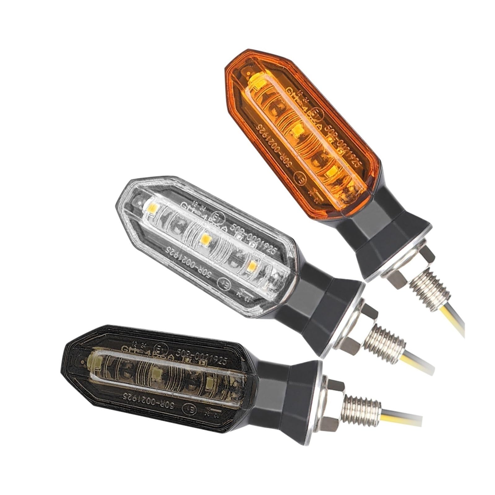 Intermitentes de moto 2 uds 8MM motocicleta LED para giro para lámpara indicadora de señal luz intermitente ámbar 12V Universal 3LED accesorios intermitentes(A)