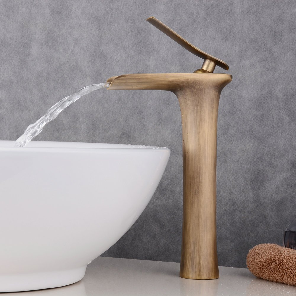 Beelee BL9009HA Robinet de Salle de Bains pour Les Lavabos antique laiton Haut Robinet de Lavabo Mitigeur