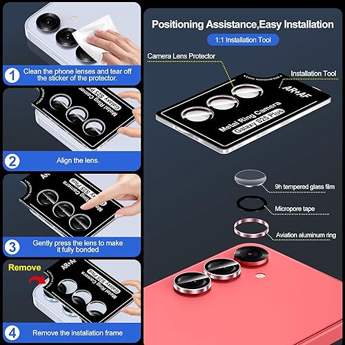 Vista 972 de para Samsung Galaxy Z Flip 7 Protector de Lente de Cámara, Cubierta de Lente de Vidrio Templado con Anillo de Metal Individual, [Fuerte Adhesión] 1