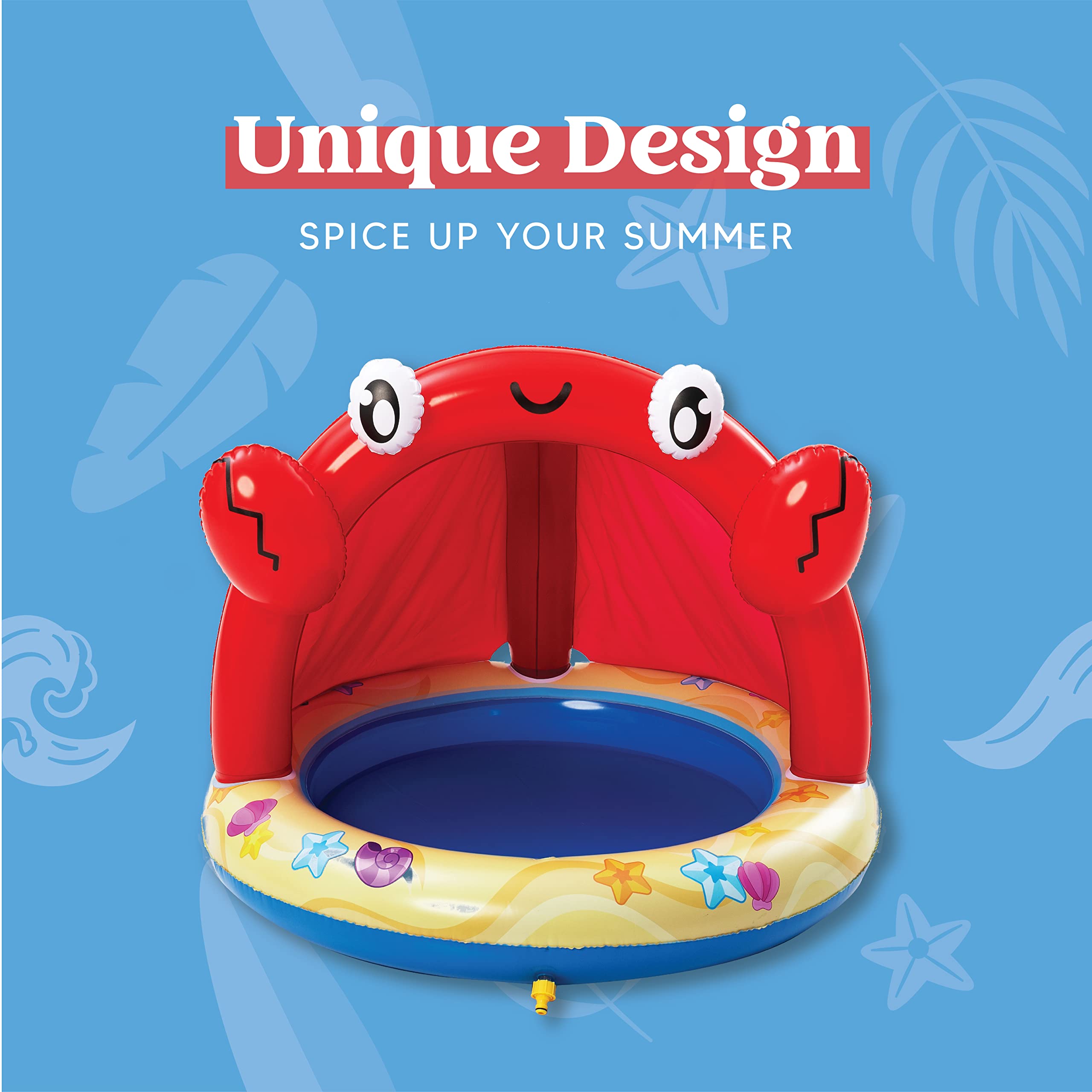 Sloosh Kiddie Pool with Canopy Baby Pool Inflatable Crab Sprinkler, Wading Pool for Learning,Childrenâ€™s Sprinkler Pool,Kiddie Water Pool Toys,Outdoor Swimming Pool for Kids