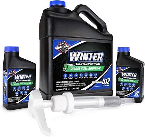 Opti-Lube Aditivo para combustible diésel Winter Formula 1 galón con accesorios, (1 bomba manual de plástico y 2 botellas vacías de 8 onzas) Trata