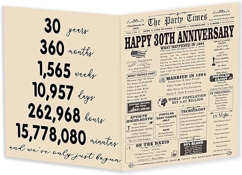 Miniatura 1 de YiKaLus Gran tarjeta de aniversario de matrimonio número 30 para marido y esposa, regalos únicos de boda de Aday para padres, decoraciones de
