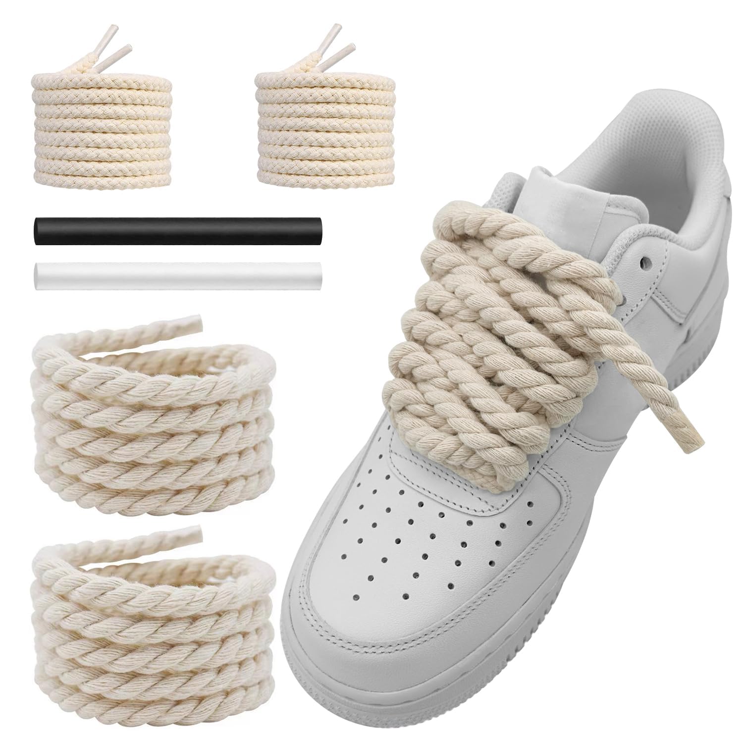 Thick Rope Shoe Laces Strings for Air Force 1, Round Cotton Chunky Shoelaces Replacement Laces for Sneakers