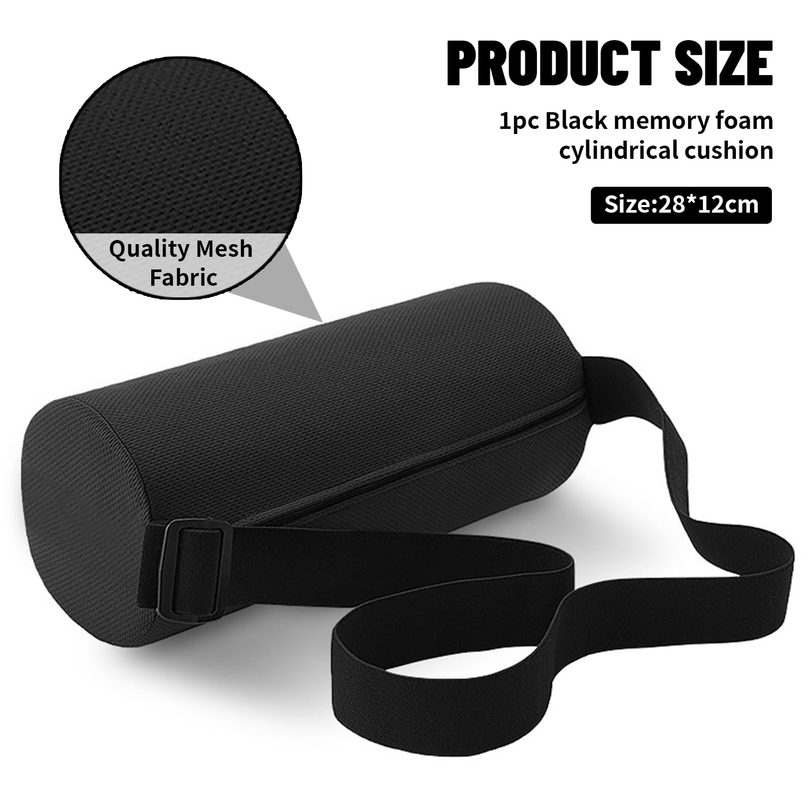 Cuscino Lombare per Sedia da Ufficio E Auto, Supporto Ergonomico Lordosi con Cintura, Cuscino Traspirante per Schiena, Cubo Dischi Intervertebrali 32x12 cm (Nero
