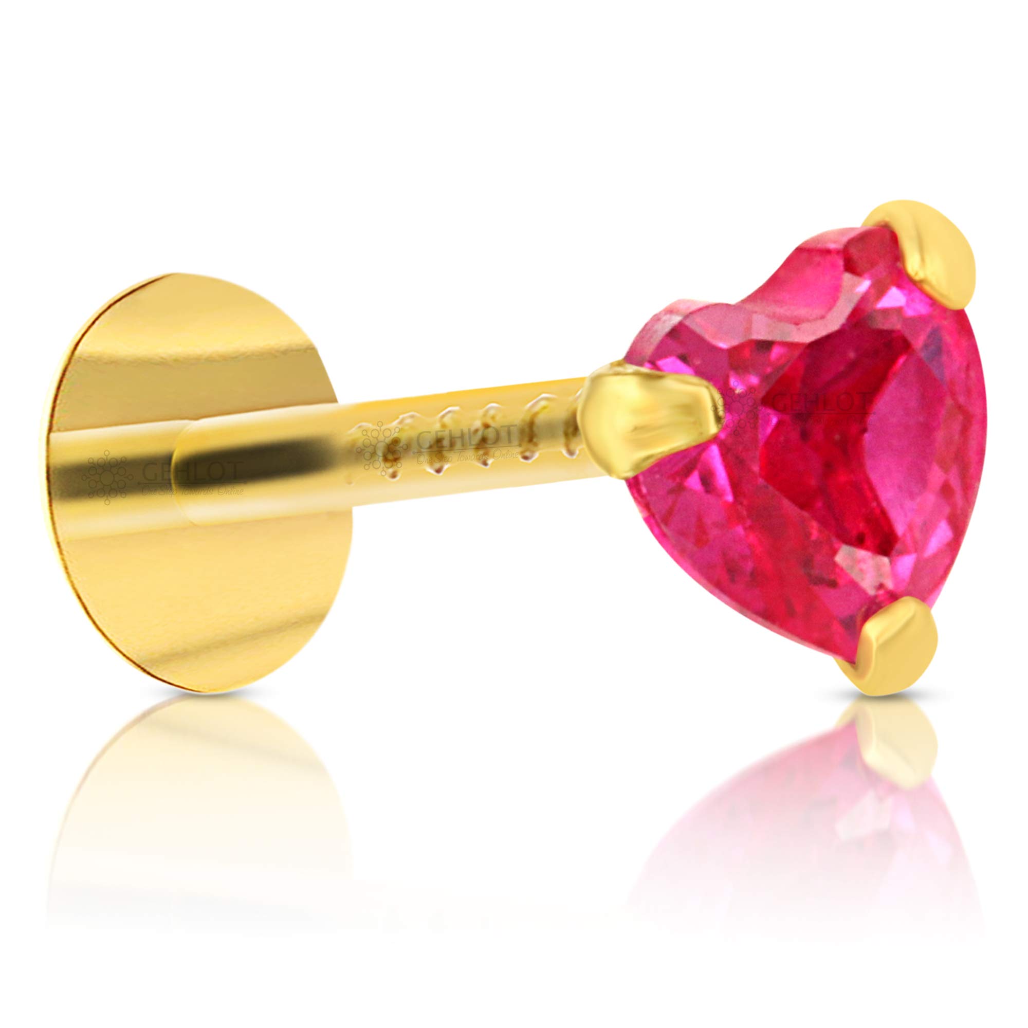 GEHLOT ; OneStep Towards Online Heart Shape Pink Diamond 14K Pure Yellow Gold Nose Pins Studs Diamond Nose Pins for Women and Girl - Pink Heart (B08R2LLHJ2) Amazon Price History, Amazon Price Tracker