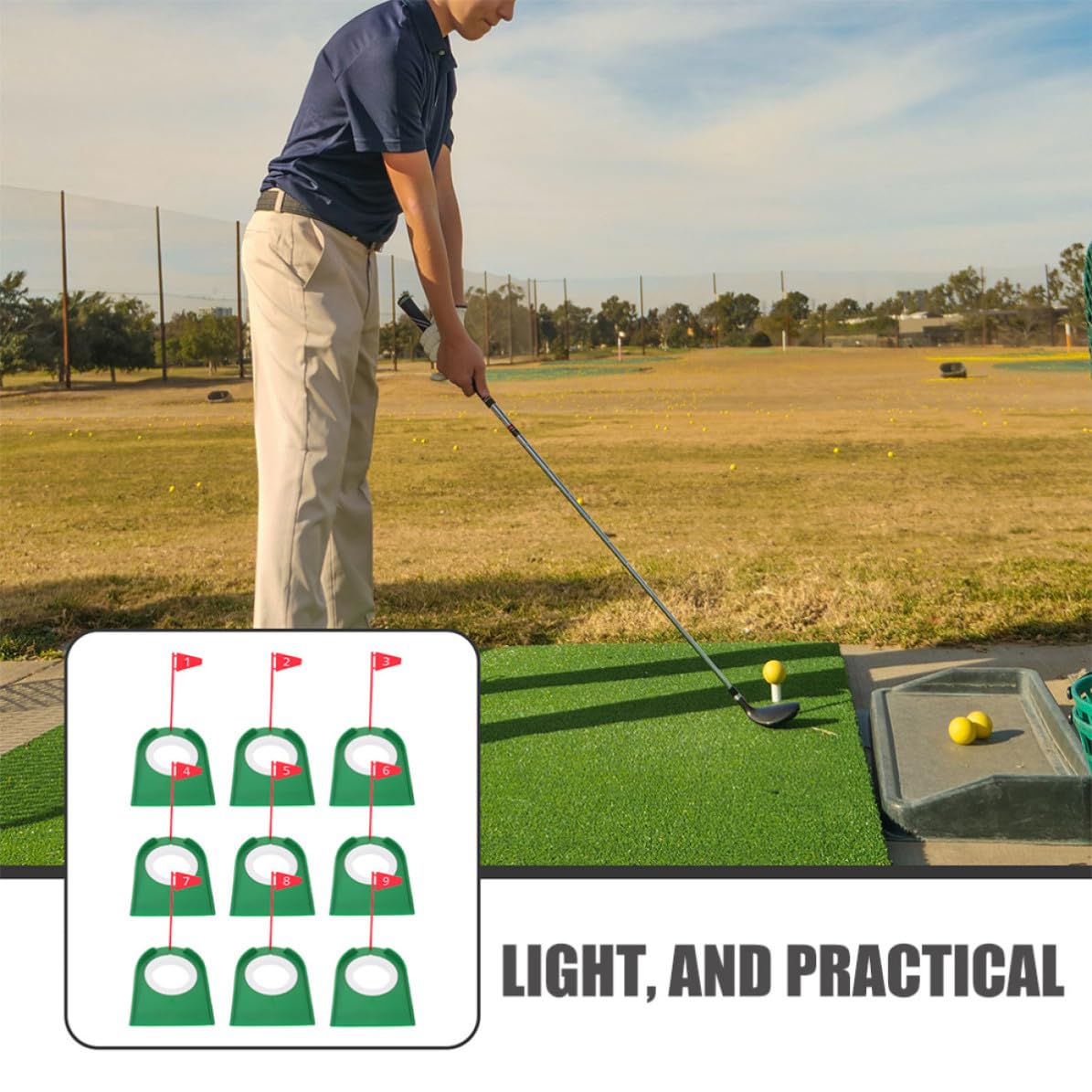 9 Pezzi Tazza di Pratica Golf Numerata, Set, Coppa ABS Verde