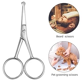Mudder 3 Pieces Nose Hair Scissors Rounded Tip Scissors Facial Hair Trimming Stainless Steel Blunt Tip Trimmer for Eyebrows, Nose, Moustache, Beard, Grooming (Silver)