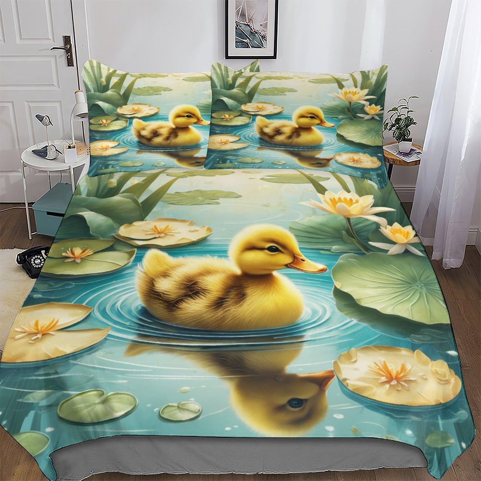 Housse de couette canard king size pour remplacer le linge de lit difficile à repasser