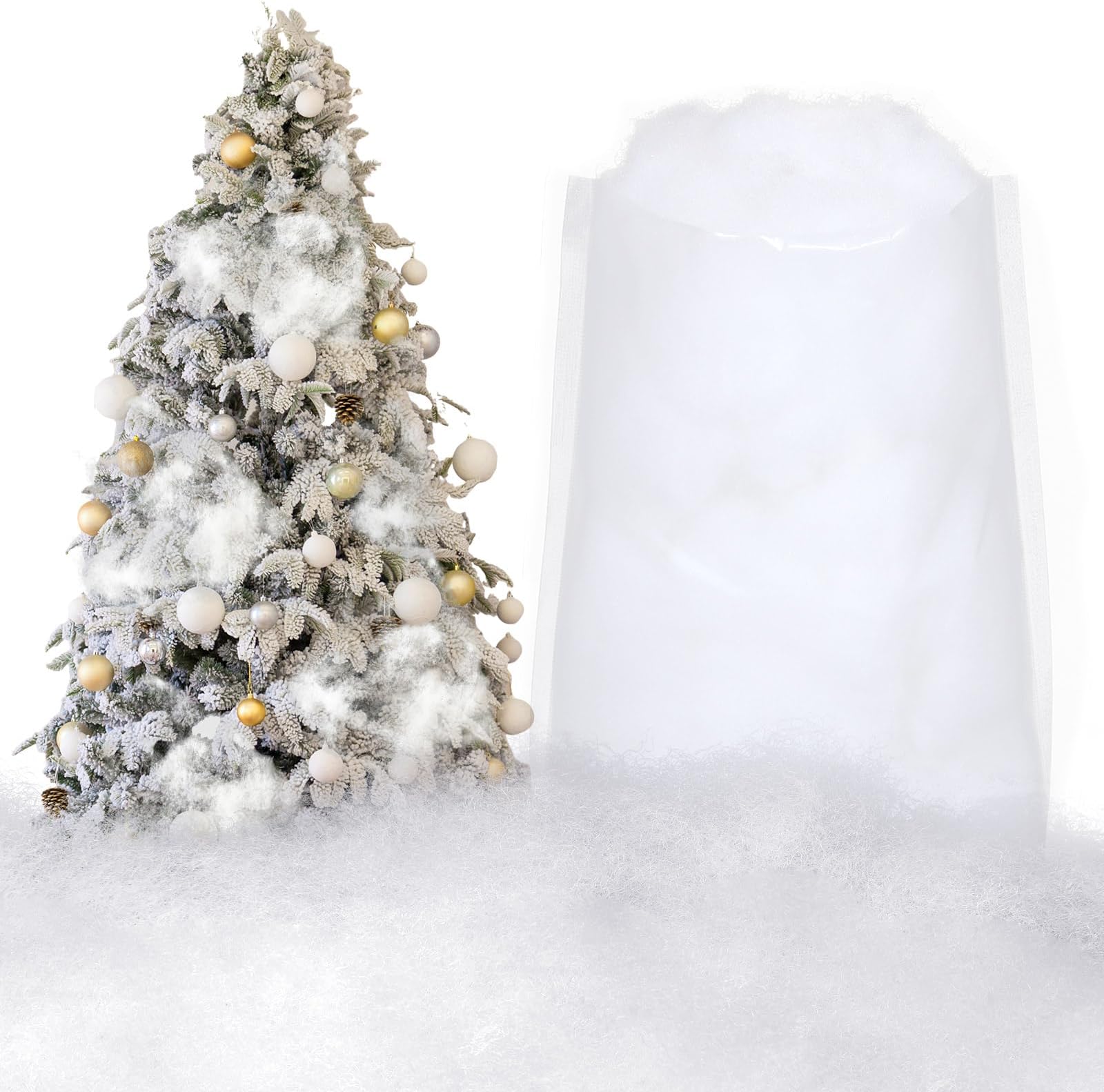 Sumind Fake Snow Mini Small Fiber Artificial Indoor Christmas Snow Blanket Cotton-Like Fluffy Winter Snow for Village Mantle Display Christmas Decoration, 2.12 oz