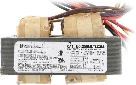 Technologies S50MLTLC3M-008C HPS Reactor Ballast, 50W S68, 120/208/240/277V