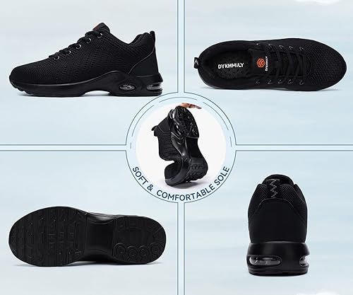 Miniatura 6 de FENLERN - Zapatos con punta de acero para mujer, tenis de seguridad ligeros con amortiguación de aire, zapatos de trabajo resistentes, fáciles