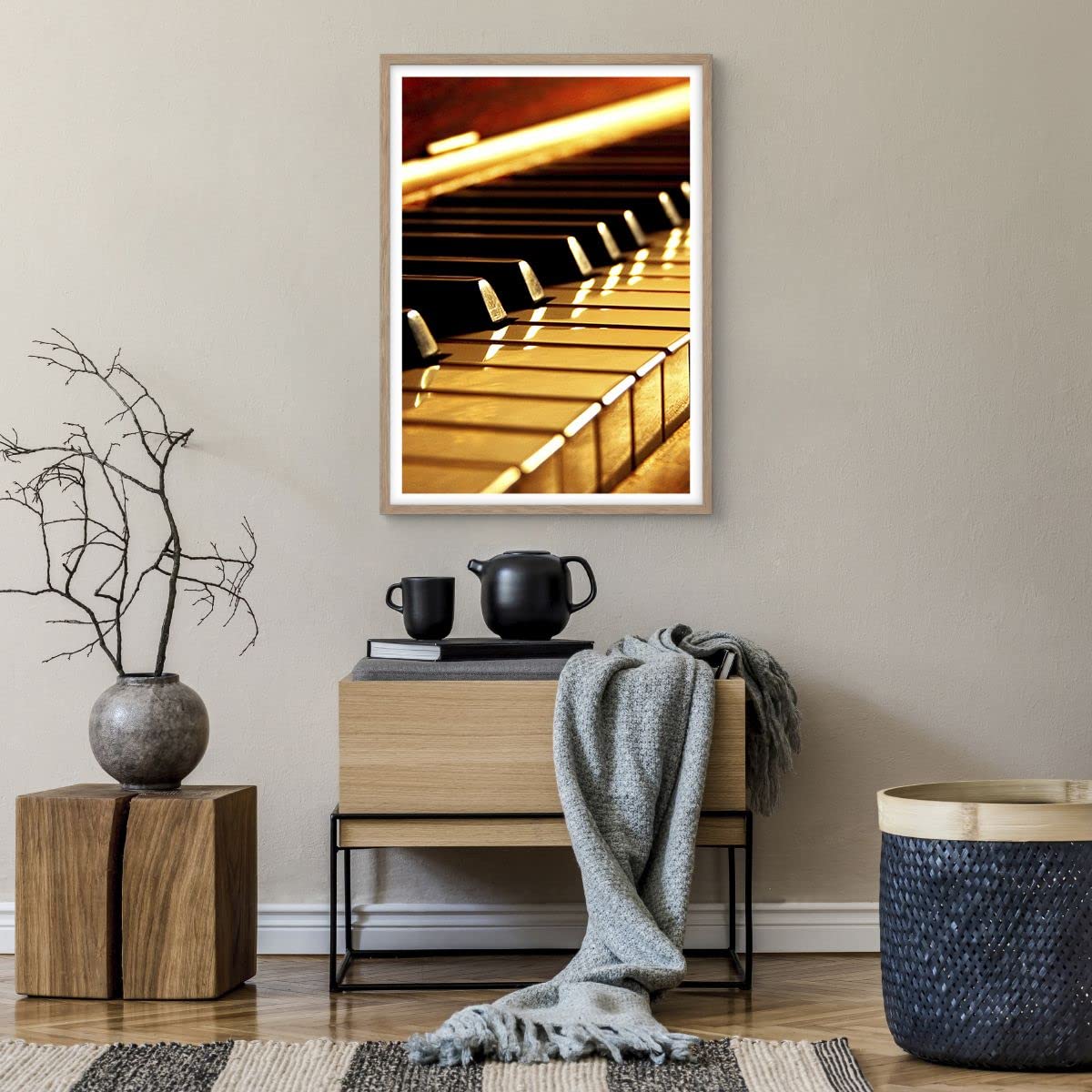 ARTTOR Poster Wandbild Kunstdruck 50x70cm Musik - 2200 - P2N | Klavier Konzert Vertikal mit hellem Eichenrahmen Wohnzimmer Schlafzimmer Küche Büro Wanddeko Kunstposter ARTTOR