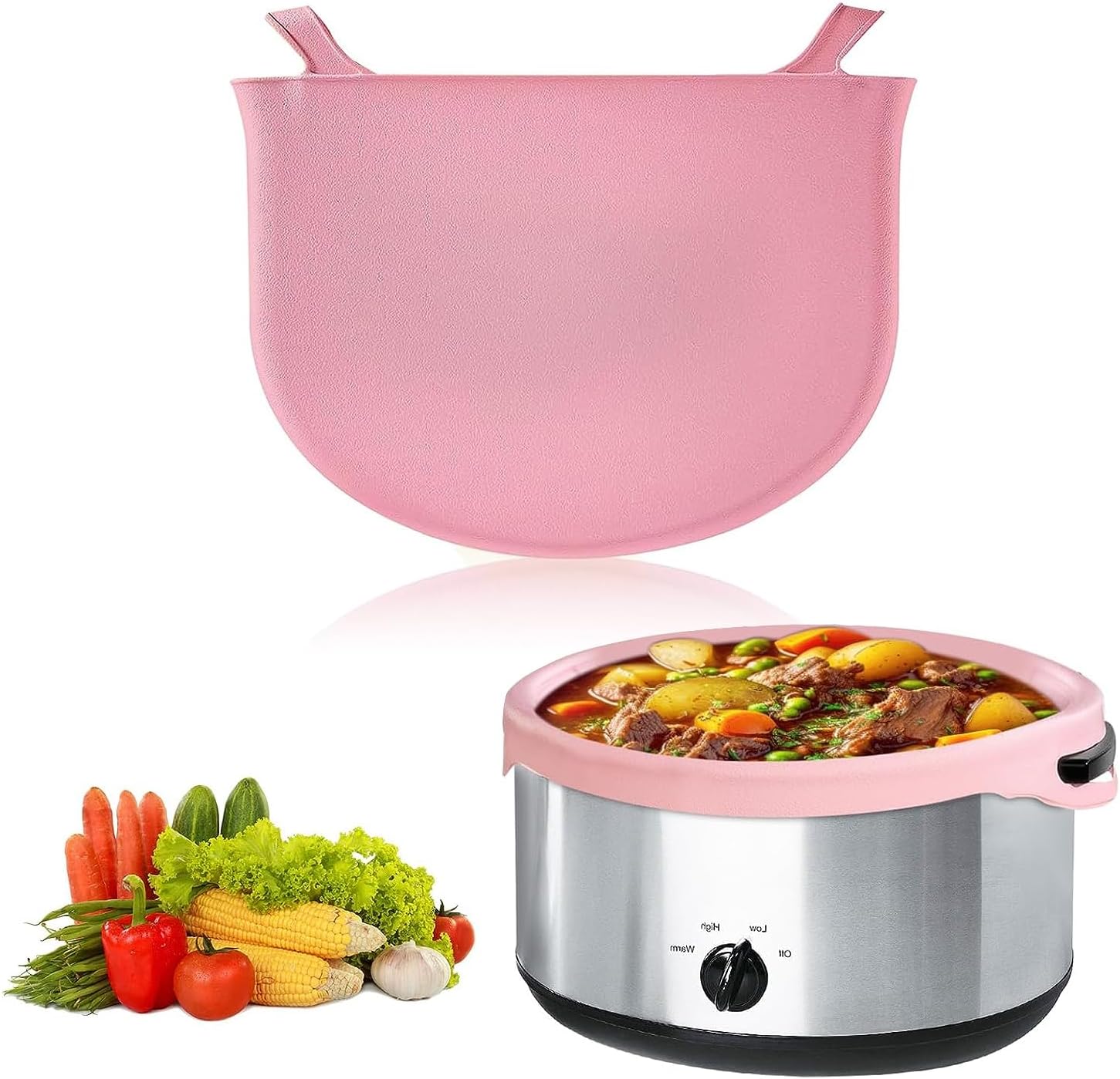 Slow Cooker Liners,Reusable Silicone Slow Cooker Liners,Compatible with Crockpot 6 Quarts Oval or Round Pots - Safe Food Grade Silicone, Heat-resistant, Leakproof and Dishwasher