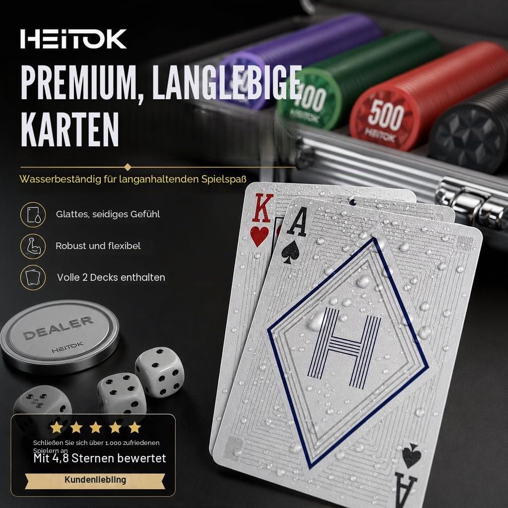 600-teiliges Casino Pokerchip-Set mit Nennwerten, 11,5 g gewichtete Chips, 2 Decks, kompaktes Aluminiumgehäuse für Texas Hold'em, Blackjack | Morandi Design Poker Spiel: lesbare Werte, 2-16 Spieler, Blackjack, Decks, Würfel, Dealer/Blinds, Koffer und Haus