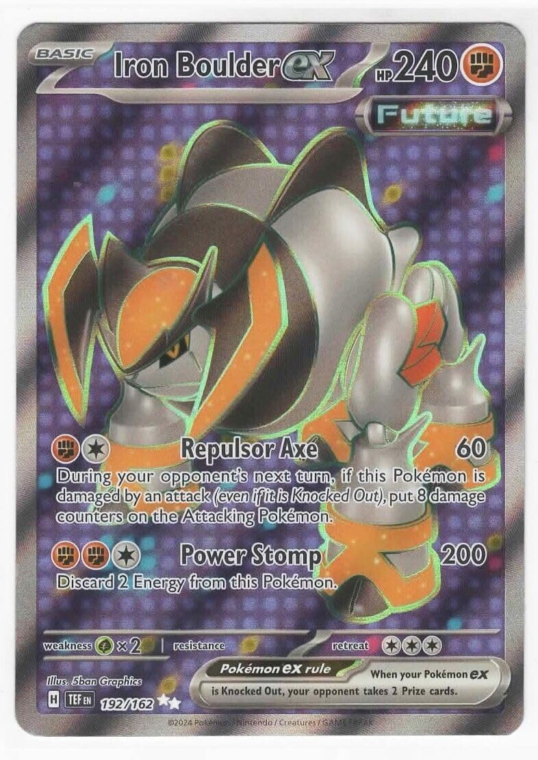 Pokemon – Iron Boulder ex 192/162 - Temporal Forces – Full Art – Ultra Rare – Holo Foil Card