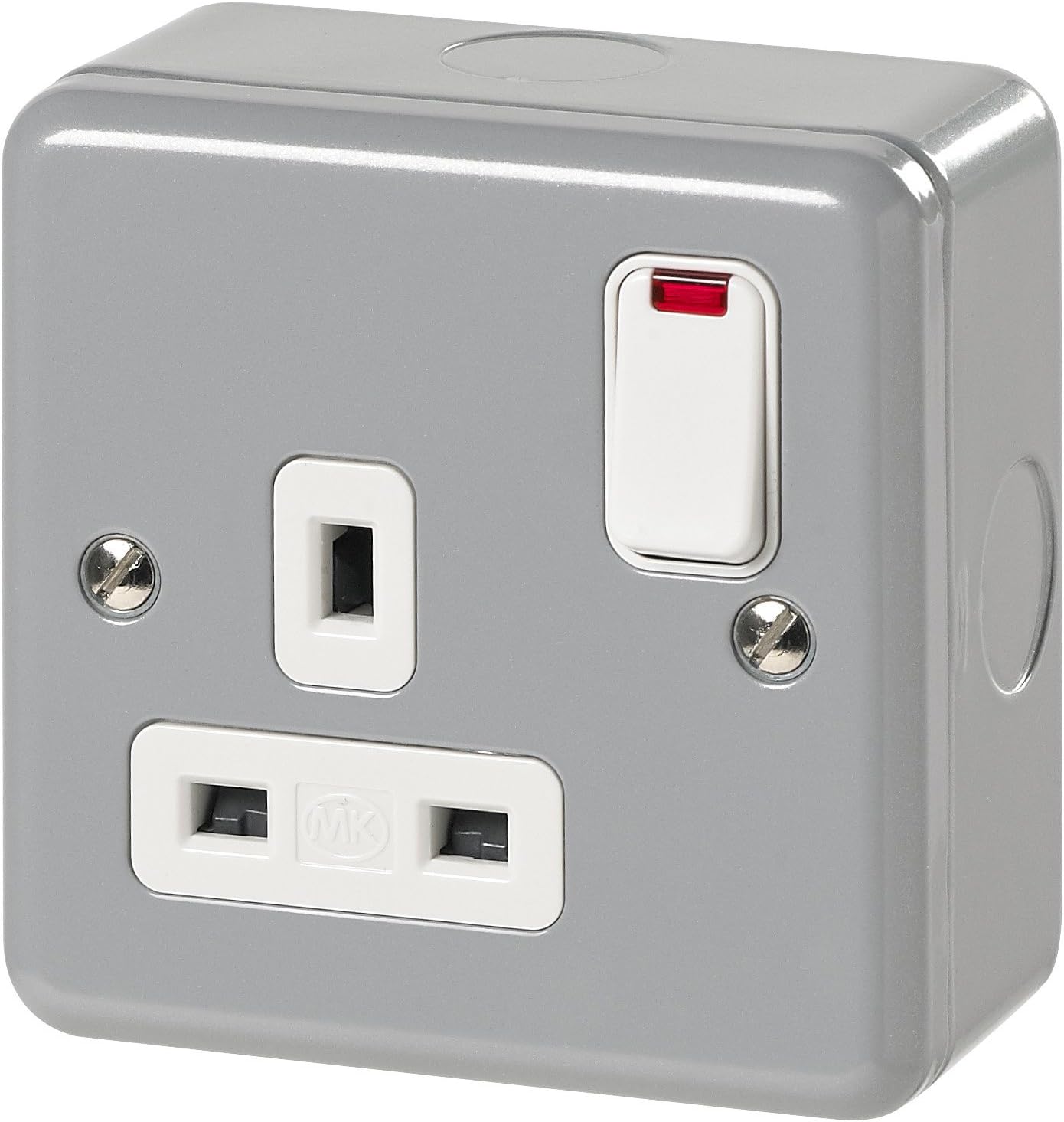MK Metalclad Plus K2477 ALM 13 amp 1-Gang Double-Pole Switch Socket with Neon