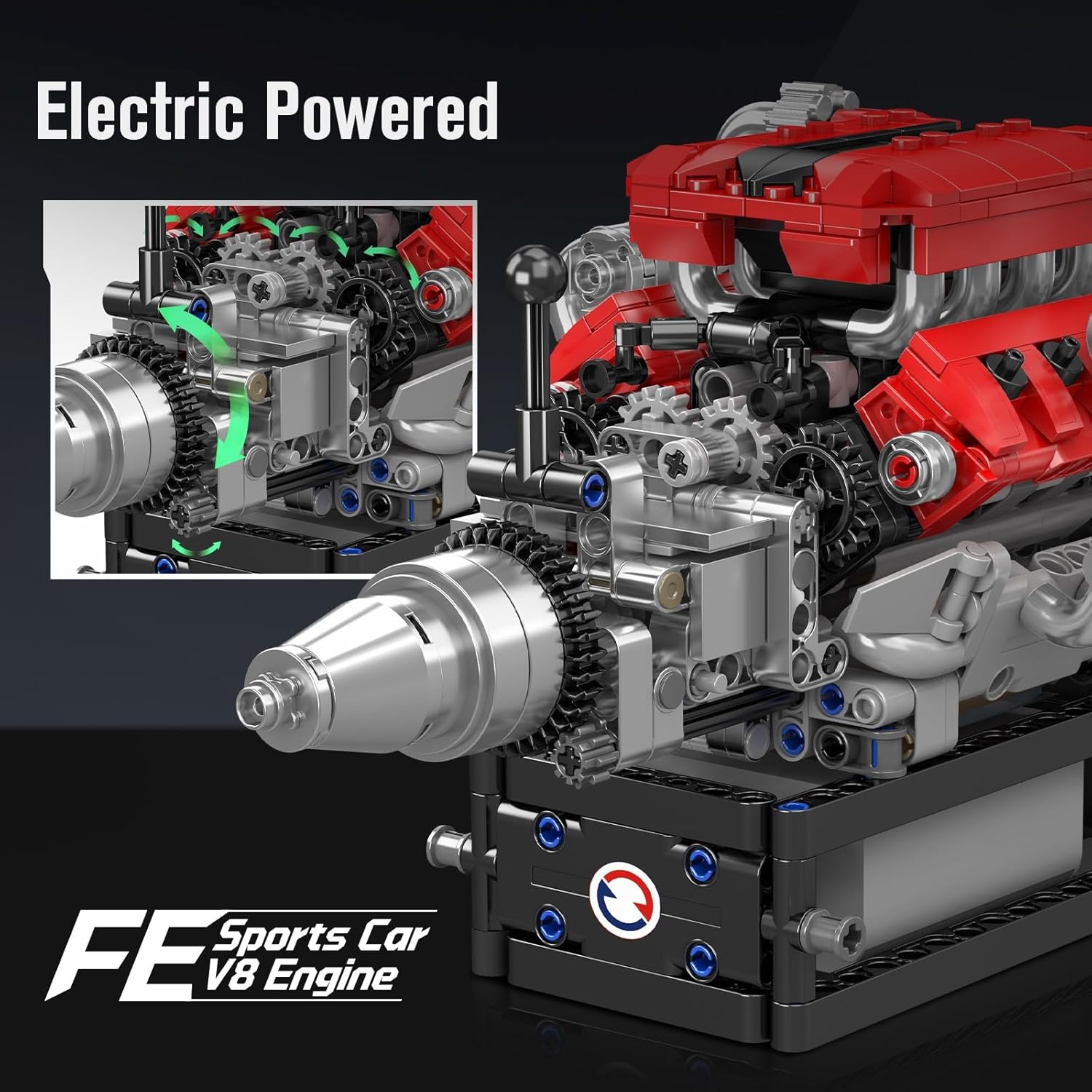 Mould King 10204 V8 Engine Model that Works, MOC Ideas Mini V8 Engine Model Kit for Display, STEM Building Project for Teens 14+(750 PCS)