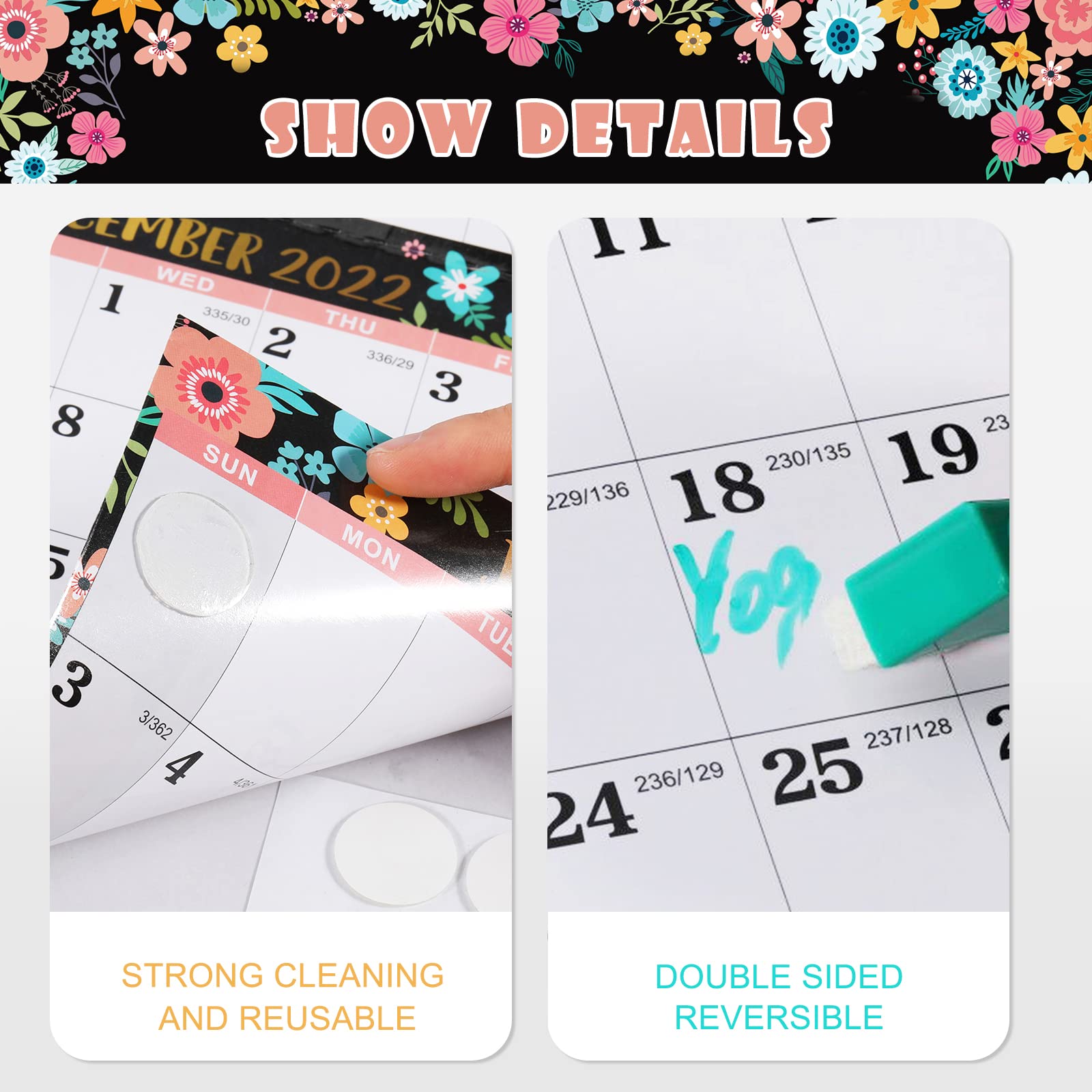 2022 Yearly Wall Calendar 2022 Dry Erase Calendar with Julian Date