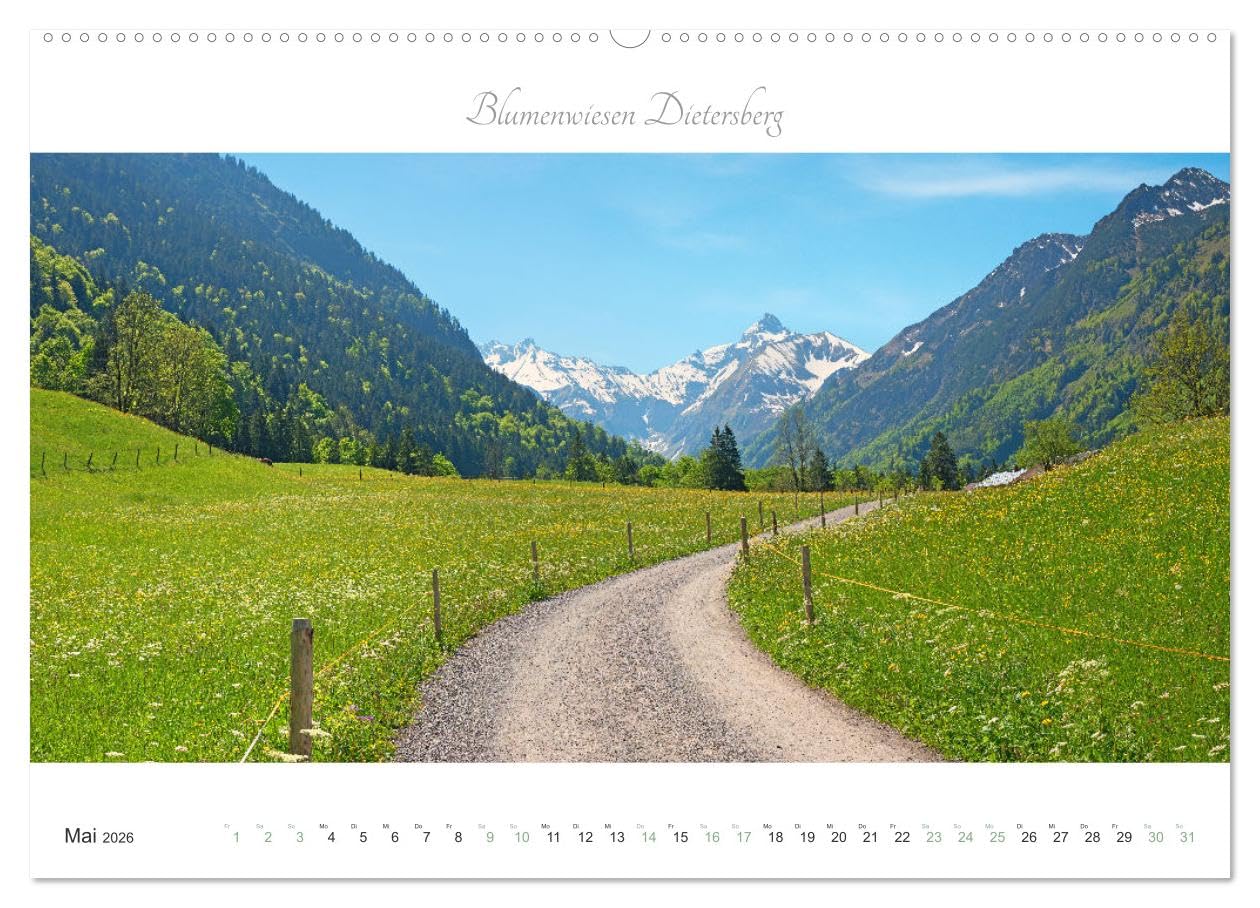 Wanderlust Oberstdorf (hochwertiger Premium Wandkalender 2026 DIN A2 quer), Kunstdruck in Hochglanz: Ausflugsziele in Allgäuer Landschafts-Idylle (CALVENDO Natur)