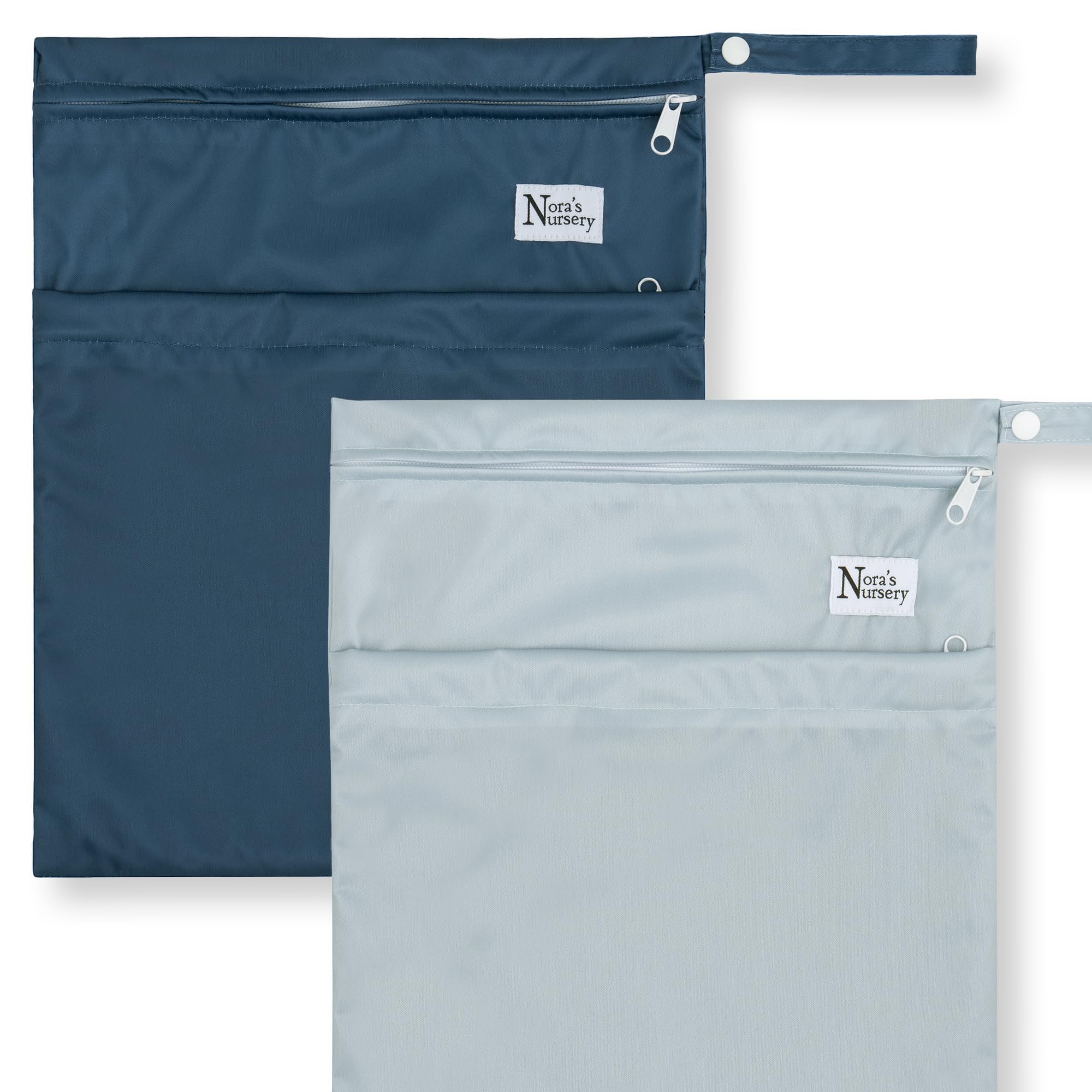 Nora's Nursery Wet Dry Bags with Two Zippered Pockets - Reusable and Washable for Swimming, Travel, Beach, Pool, Daycare, Cloth Diapers, Toiletries,