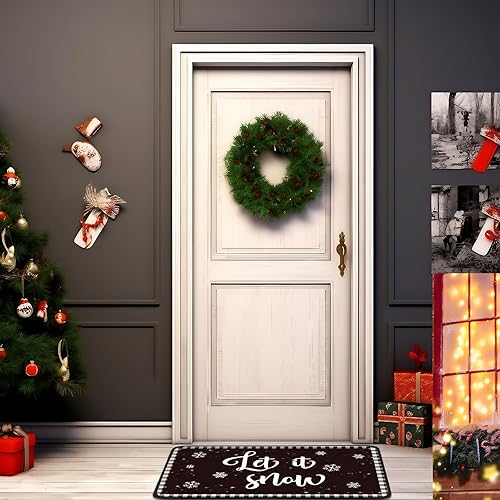 Miniatura 2 de Juego de 2 alfombras de cocina de invierno Let It Snow, tapetes de cocina con copos de nieve, muñeco de nieve para decoración de vacaciones en el