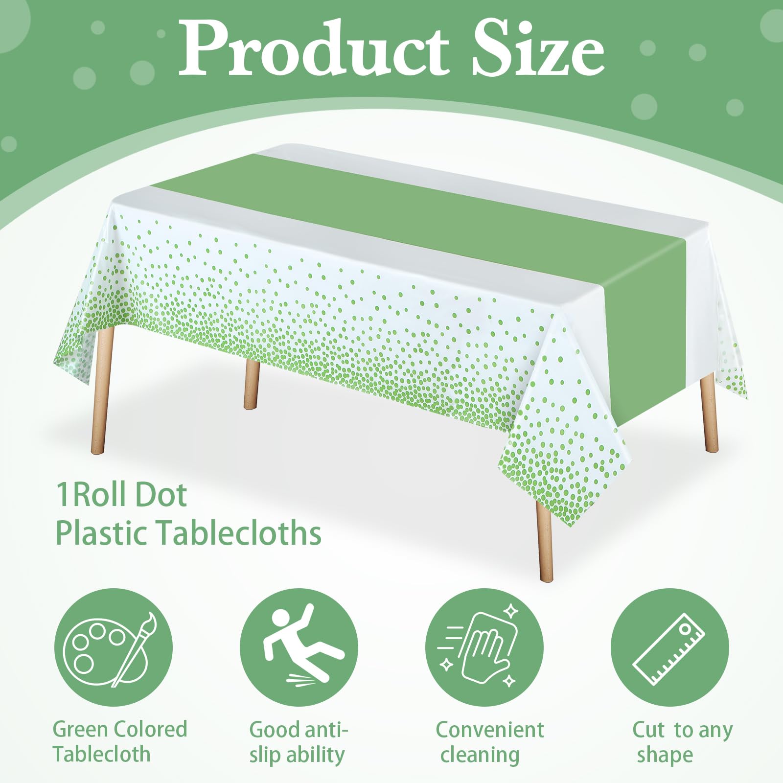 Kinlop Kunststoff-Tischdecke, 101,6 cm x 91,4 m, Einweg-Tischdecke, rechteckige Tischdecke für Disco, Hochzeit, Geburtstag, Braut, Abschlussfeier, Party-Dekoration (grün, stilvoll)