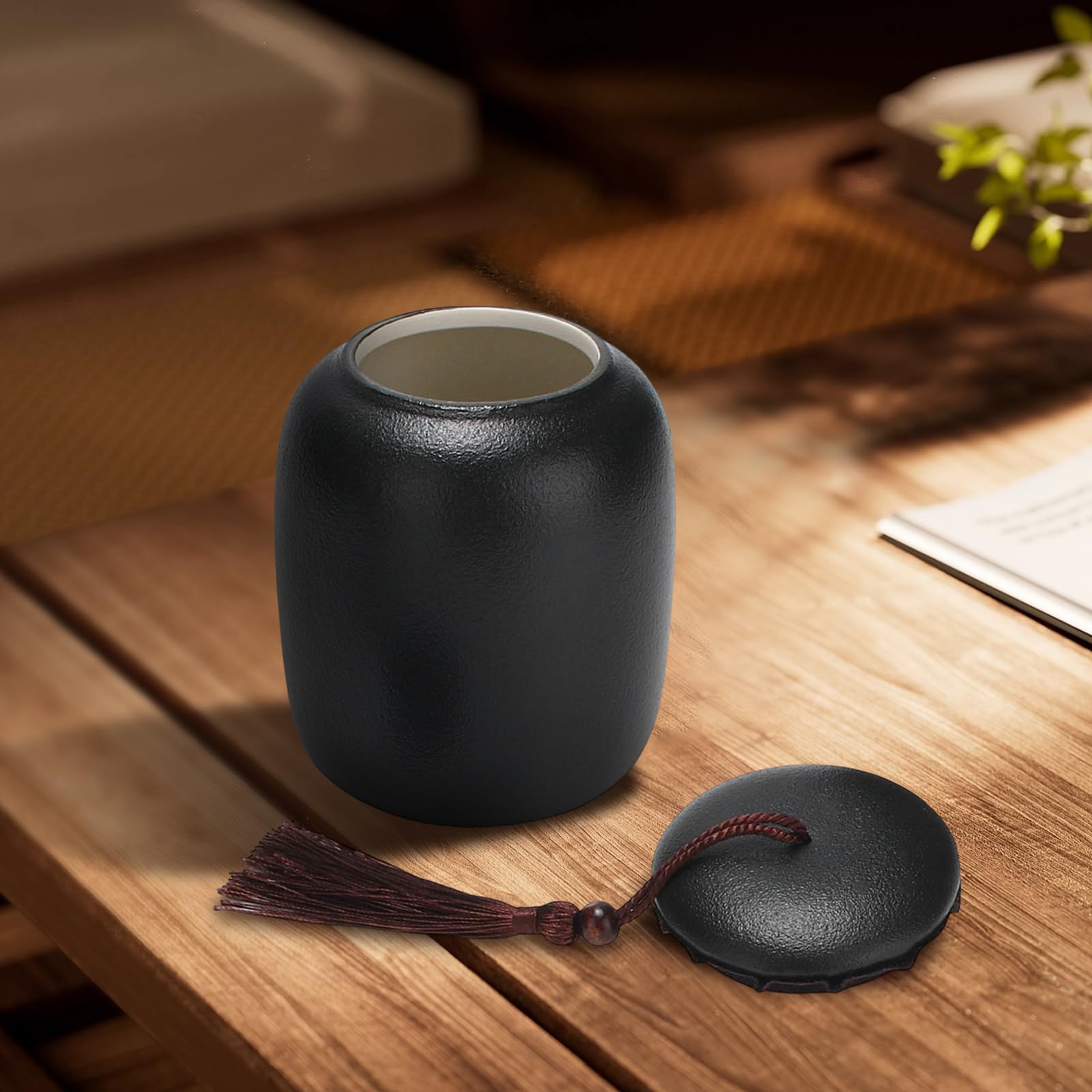 ZEALMAX Vaso In Ceramica Cinese Per Tè - Contenitore Ermetico 11x8 Cm - Per Tè, Caffè, Zucchero, Spezie
