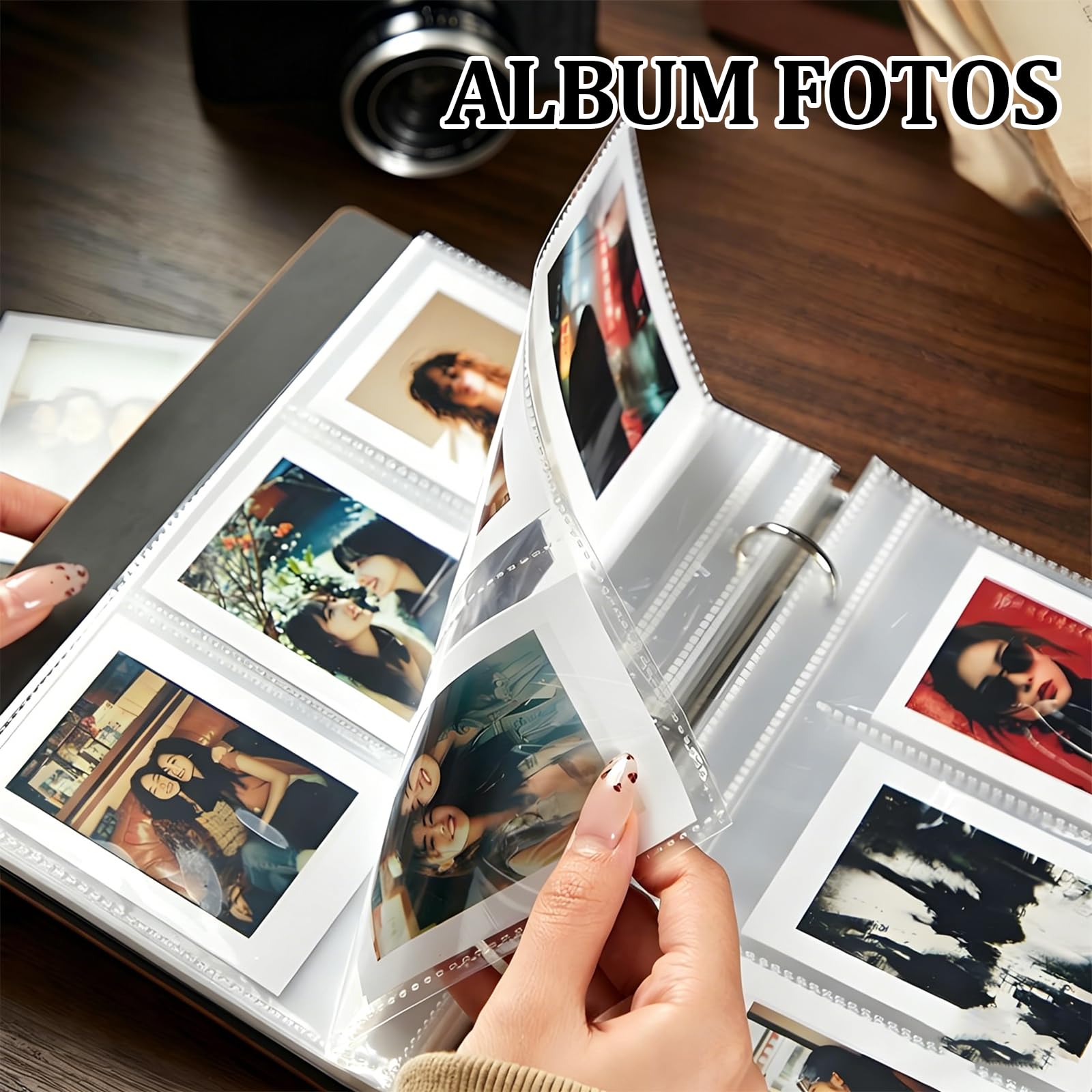 Álbum de fotos de piel sintética 3 pulgadas 180 bolsillos compatible Fujifilm Instax Mini Polaroid Z2300 Kodak Mini Shot 3 retro