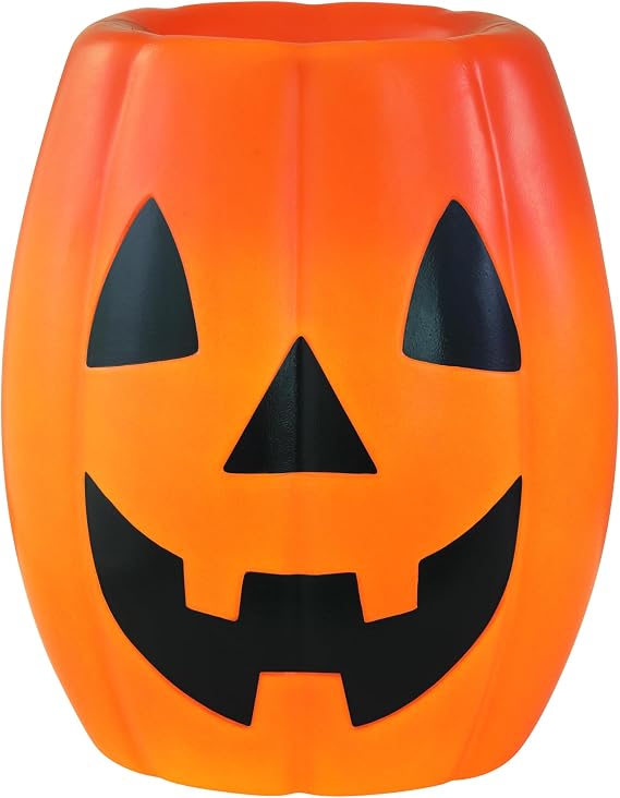 Mr. Halloween 18 in Jack-O-Lantern Candy Bowl with LED Lights, Blow Mold Trick or Treat Holder, Vintage Light Up Halloween Candy Dish