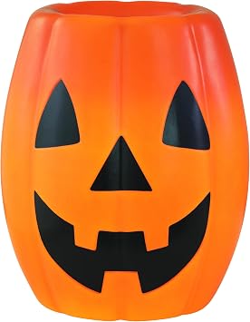 Mr. Halloween 18 in Jack-O-Lantern Candy Bowl with LED Lights, Blow Mold Trick or Treat Holder, Vintage Light Up Halloween Candy Dish