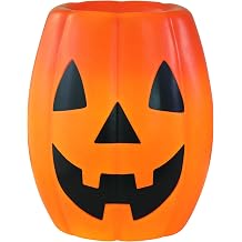 Mr. Halloween 18 in Jack-O-Lantern Candy Bowl with LED Lights, Blow Mold Trick or Treat Holder, Vintage Light Up Halloween Candy Dish