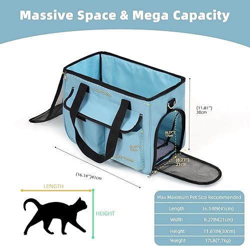 Vista 30 de Transportador de gatos y perros para mascotas de hasta 15 libras, aprobado por aerolíneas, plegable, para gatos y perros, transportador de gatos