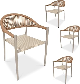 TWT Patio Dining Chairs Outdoor Stackable for All Weather, Breathable Textilene Garden Furniture for Backyard Deck, Brown, Set of 4