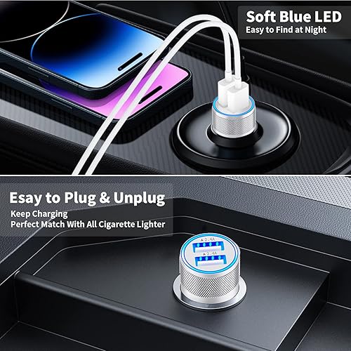 Miniatura 6 de iPhone Car Charger Fast Charging, Apple MFi Certified 4.8A Dual USB All Metal Rapid Power Car Charger with 2 Pack Lightning Cord Quick Car Charging