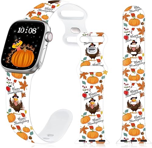 Correa de reloj de Navidad y Halloween para Apple Watch, correa de silicona impresa de repuesto para iWatch 1 2 3 4 5 6 7 8 Ultra 1.496 in 1.575 in