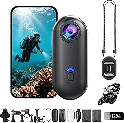 Mini 4K HD POV Capture Camera, 120° Ultra Wide Angle Night Vision, Small Body Waterproof Thumb Camera, for Indoor Outdoor Sports Vlogging (Black,4k)