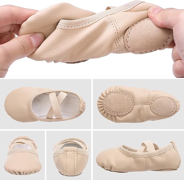 Scarpe da Ballo Classica in Pelle Pantofole da Ballo Ballerine Ragazze e Donne - 2