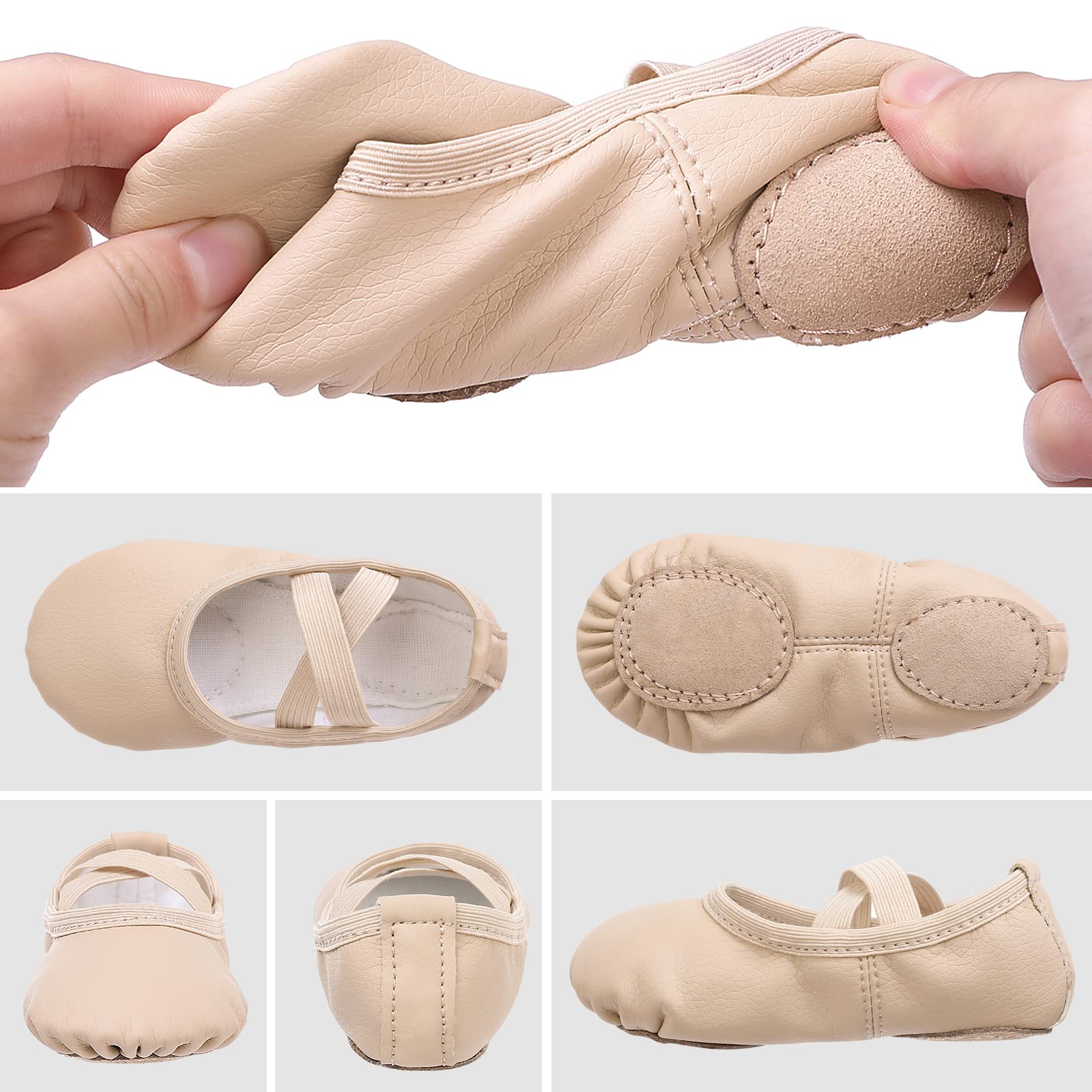 Image secondaire de Ballerines en Cuir Beige pour Danse et Yoga - Chaussures Confortables